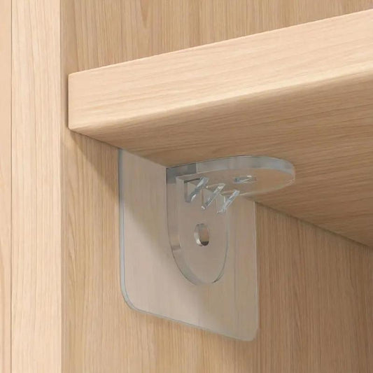 10pcs Clear Self Adhesive Shelf Bracket, Strong Adhesive Wardrobe Partition Bracket, Transparent Shelf Support Tool Organiser
