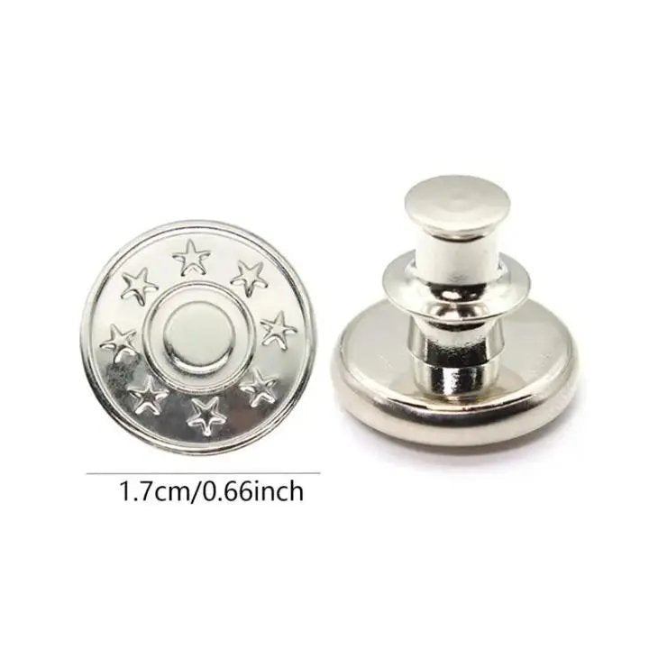 No-sew Instant Button for Jean, 6 Counts Round Detachable Metal Buttons, Clothes Accessories for Men & Women, Household Sewing Accessories for Jeans Trousers Clothes, Summer Essentials