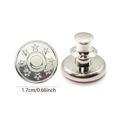 No-sew Instant Button for Jean, 6 Counts Round Detachable Metal Buttons, Clothes Accessories for Men & Women, Household Sewing Accessories for Jeans Trousers Clothes, Summer Essentials
