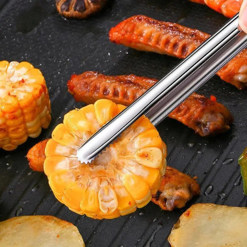 Stainless Steel Barbecue Tongs, 1 Count Durable Food Tongs, Non-slip Kitchen Cooking Tongs, Barbecue Accessories