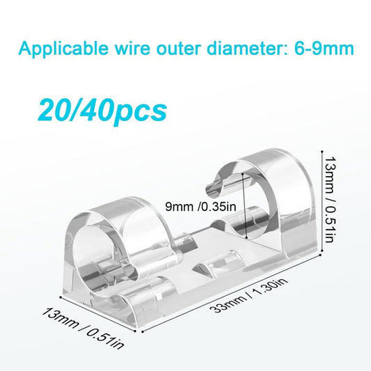 Self Adhesive Cable Tidy Wire Clips, 20pcs/40pcs Wall Cable Clips, Transparent Finisher Wire Clamp for Wall Desk Car Home Office Outdoor, Desktop Accessory, Desk Organizer Tidy