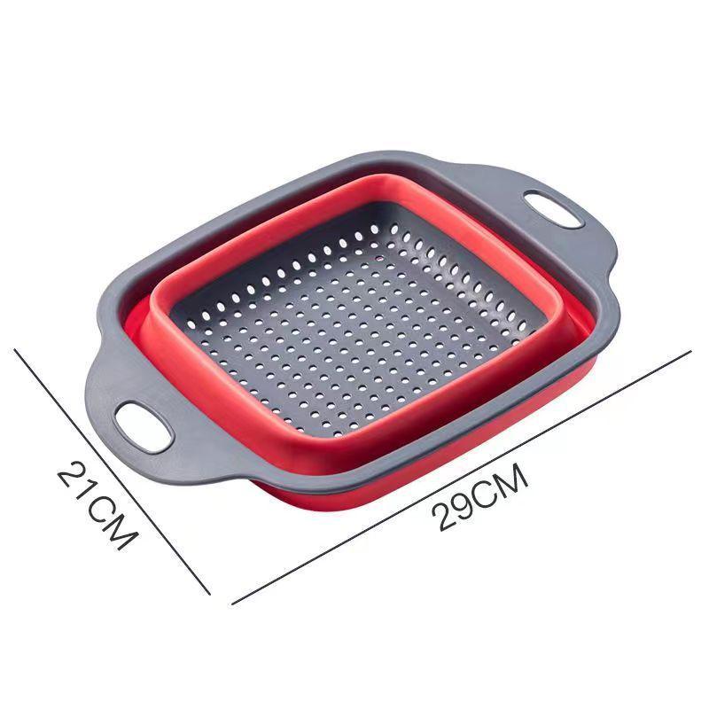 Square Collapsible Colander Set,2 Collapsible Colanders (Strainers) Set By - Includes 2 Folding Strainers (red & Grey)