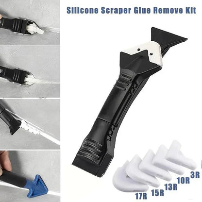 5-in-1 Silicone Caulking Tool Kit with 5 Replaceable Pads - Professional Finish