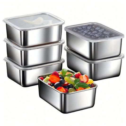 Stainless Steel Food Storage Box,  Durable Lunch Box with Lid, Multifunctional Preserving Box for Home Kitchen