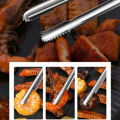 Stainless Steel Barbecue Tongs, 1 Count Durable Food Tongs, Non-slip Kitchen Cooking Tongs, Barbecue Accessories