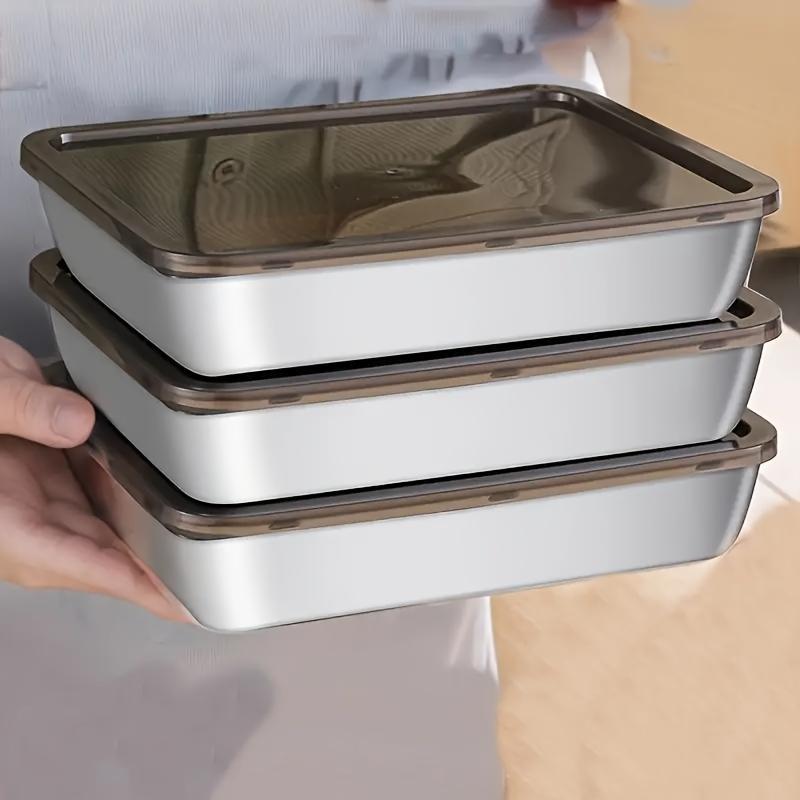3-Piece Stainless Steel Food Storage Containers with Plastic Lids, Reusable Kitchen Food Containers