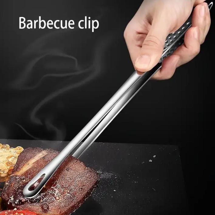 Stainless Steel Barbecue Tongs, Handheld Grill Food Tongs, Multifunctional Barbecue Utensils for Home Kitchen & Outdoor Camping