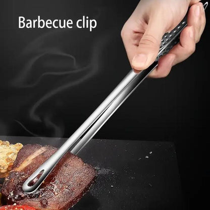 Stainless Steel Barbecue Tongs, Handheld Grill Food Tongs, Multifunctional Barbecue Utensils for Home Kitchen & Outdoor Camping