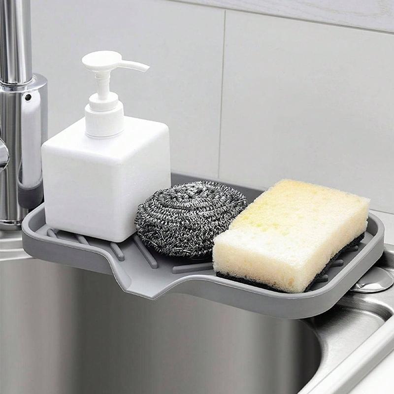 Non-slip Silicone Sink Drain Mat, 1 Count Kitchen Sink Soap Drying Mat, Self-draining Sponge Holder, Kitchen Accessories