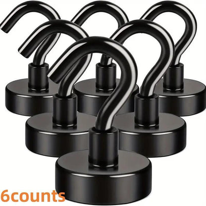Magnetic Hook, 6 Counts Stainless Steel Magnetic Hook, Strong Magnet Hook, Home Organizer for Kitchen, Bathroom, Office, Bedroom