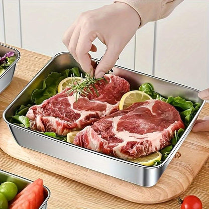 3-Piece Stainless Steel Food Storage Containers with Plastic Lids, Reusable Kitchen Food Containers