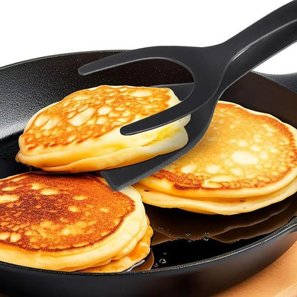 2 in 1 Spatula Tongs, 1 Count Multifunctional Cooking Spatula Tongs, Heat Resistant Cooking Tool for Egg, Pancake, Steak, Kitchen Gadgets