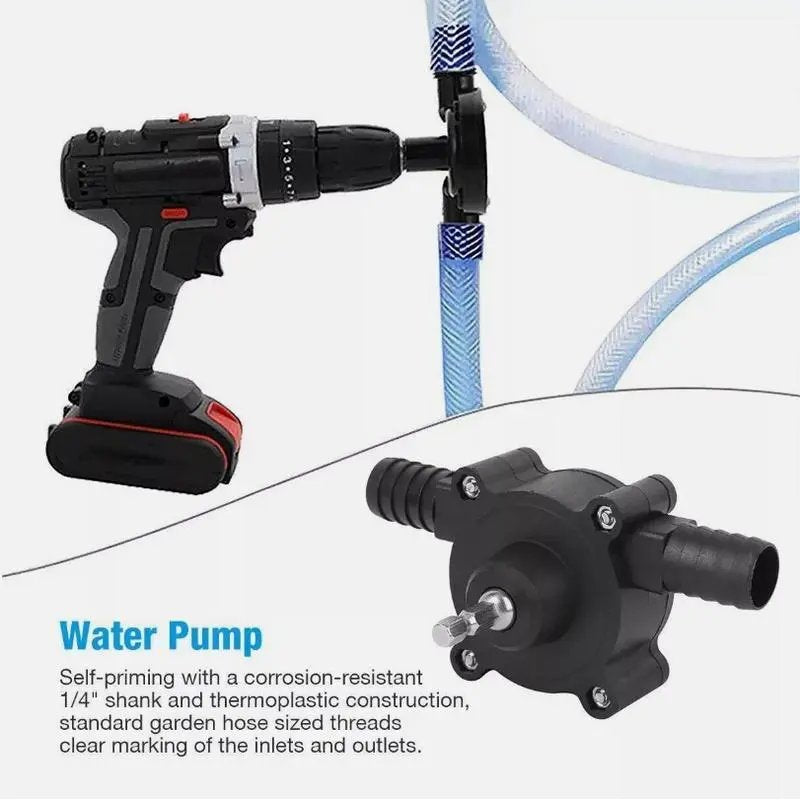 High-Flow Electric Manual Drill Pump for Water Gasoline Oil Diesels Fluid Transfer Pump Mini Hand Self-Priming Quick Pumping Speed,Non-Electric Pump with Quick Flow Rate & Hose Connectors for Home, Garage & Outdoor Use Hydropump