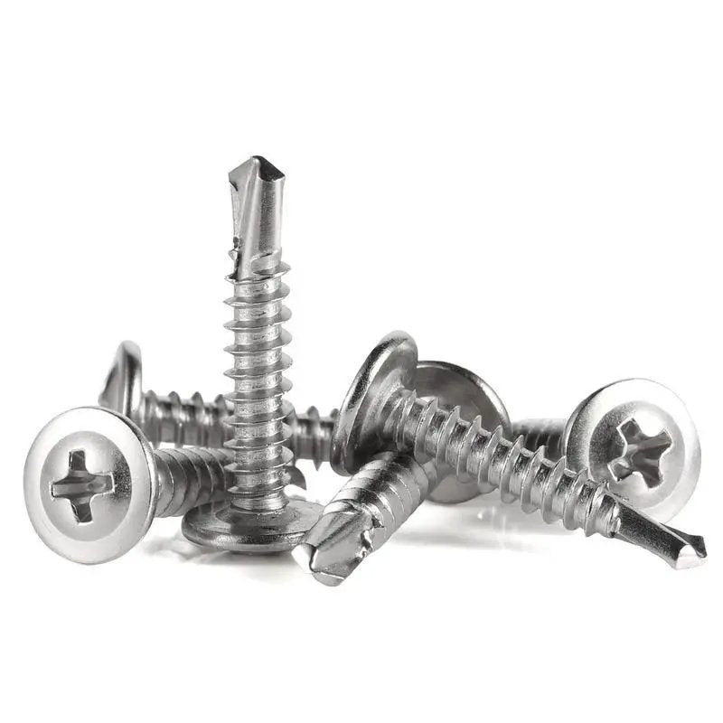 Self-Tapping Screw -410 Stainless Steel Phillips Truss Head Self-drilling Tek Screw, 20pcs/set Self Tapping Screws Sheet Metal Screws for Spring, Multifunctional Stainless Steel Phillips Self-Drilling Screw, Hardware, Industrial