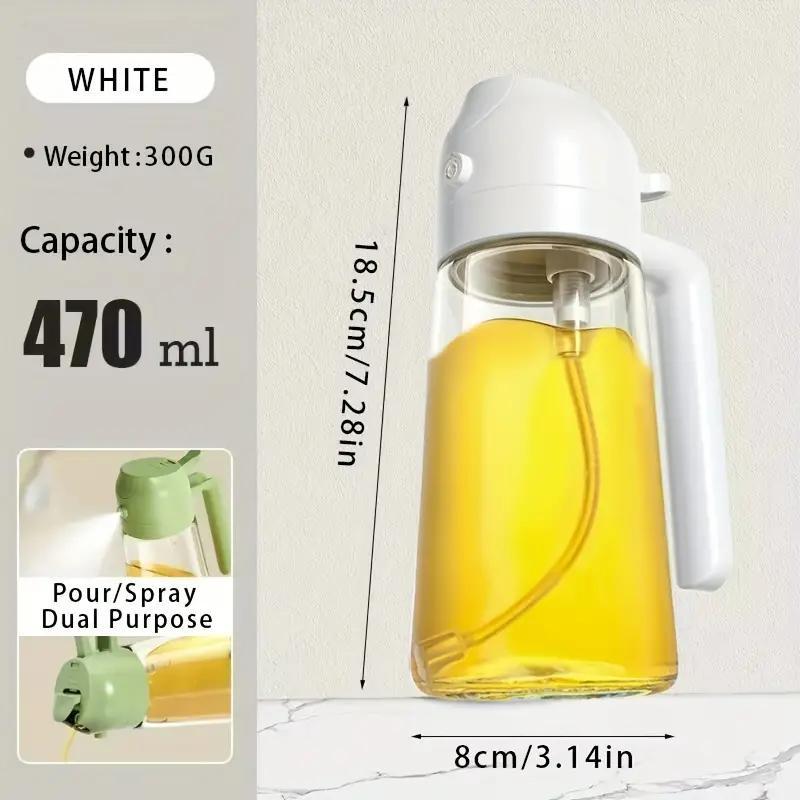 Glass Oil Sprayer for Cooking - BPA Free 2 in 1 Olive Oil Dispenser, Food-Grade Kitchen Oil Mister for Air Fryer, Salad, BBQ, Frying - Non-Drip, Easy-to-Use Atomization Bottle