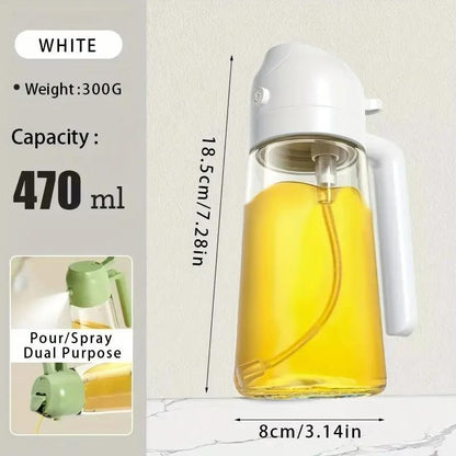 Glass Oil Sprayer for Cooking - BPA Free 2 in 1 Olive Oil Dispenser, Food-Grade Kitchen Oil Mister for Air Fryer, Salad, BBQ, Frying - Non-Drip, Easy-to-Use Atomization Bottle