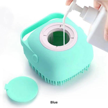 Pet Bath Brush, Silicone Pet Bath Massage Brush, Shampoo Dispenser Shower Brush for Dogs & Cats, Bath Accessories, Dog Stuff