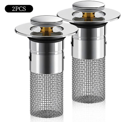 Bathroom Sink Drain Strainer, Pop Up Sink Drain Strain, Bathroom Sink Stopper with Removable Stainless Steel, Filter Basket Hair Catcher Hair Catcher