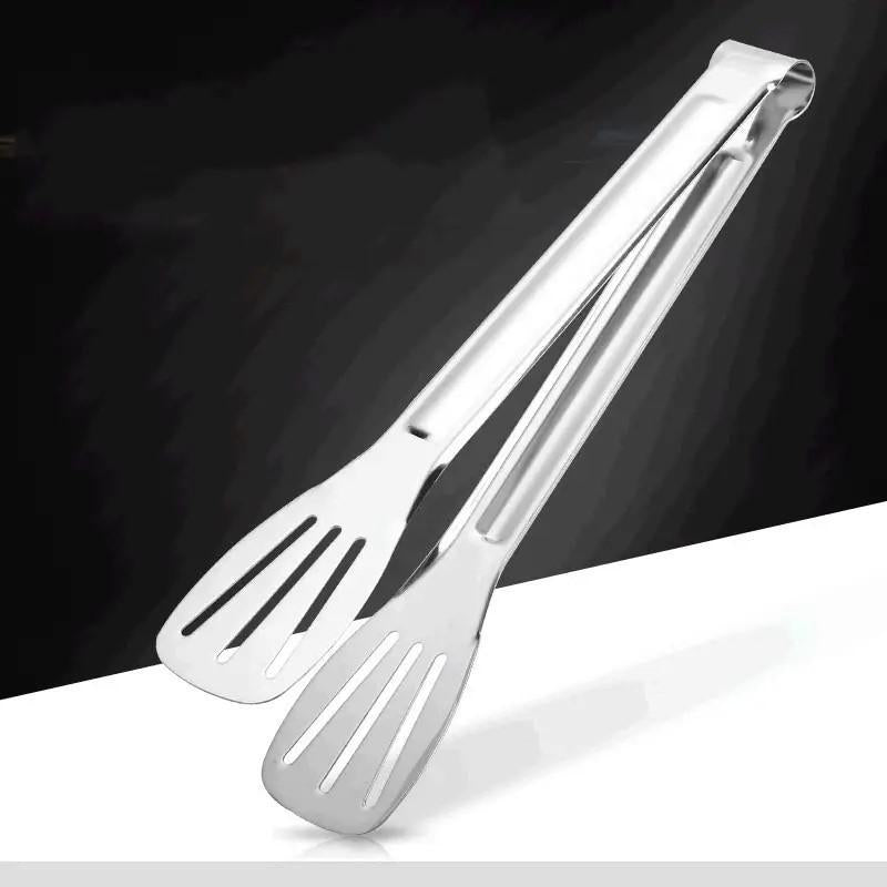 Stainless Steel Food Tongs, 1 Count Multipurpose Bread Barbecue Tongs, Durable Kitchen Utensils for Cooking & Frying & Grilling