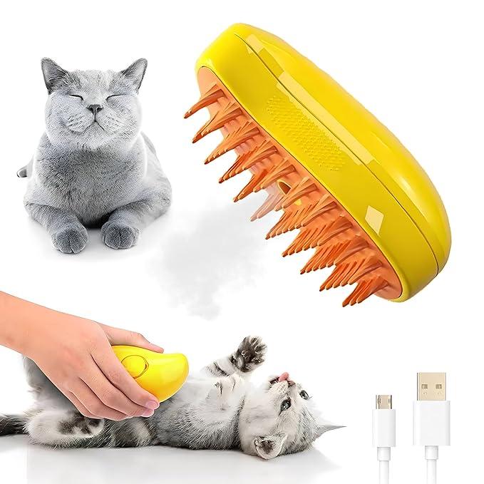 3 in 1 Pet Steam Brush, Pet Hair Removal Brush, Pet Grooming Tool for Dog & Cat, Cat Hair Brush for Removing Tangles and Loose Hair