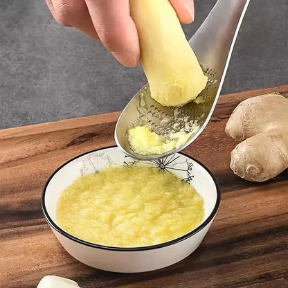 Stainless Steel Ginger Grating Spoon, Manual Garlic Masher, Kitchen Gadget for Mash Garlic and Ginger, Durable Cookware Accessories, Kitchen Cooking