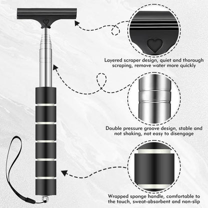 Retractable Car Rearview Mirror Wiper, 1 Count Portable Rainy Cleaning Supplies, Rearview Mirror Water Remover, Glass Rain Cleaning Tool