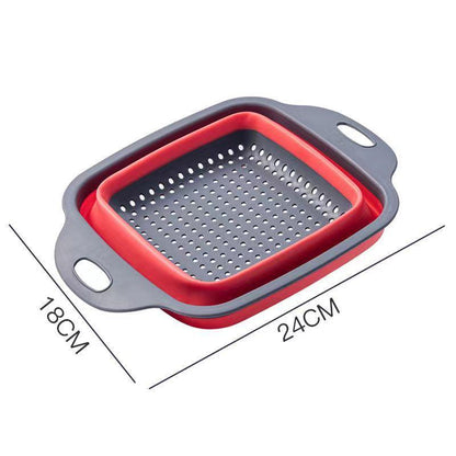 Square Collapsible Colander Set,2 Collapsible Colanders (Strainers) Set By - Includes 2 Folding Strainers (red & Grey)
