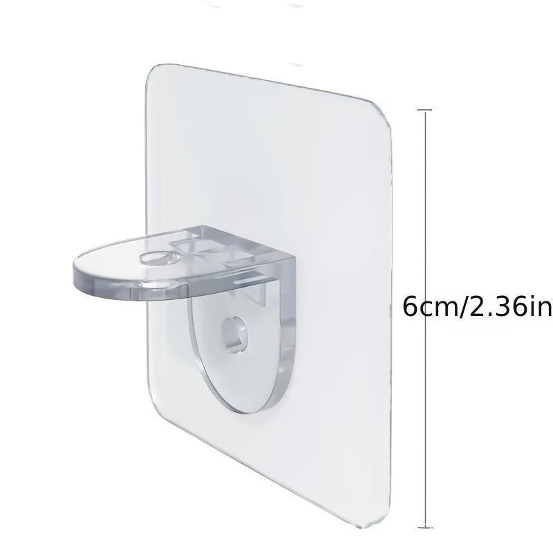 10pcs Clear Self Adhesive Shelf Bracket, Strong Adhesive Wardrobe Partition Bracket, Transparent Shelf Support Tool Organiser
