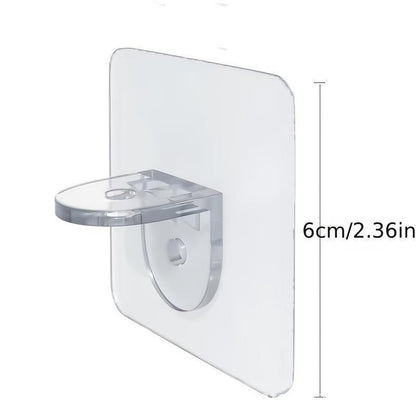 10pcs Clear Self Adhesive Shelf Bracket, Strong Adhesive Wardrobe Partition Bracket, Transparent Shelf Support Tool Organiser