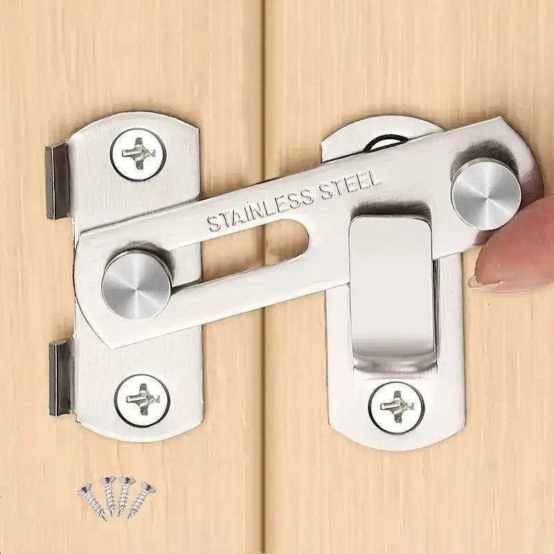 Stainless Steel Barn Door Lock Latches Flip Door Latch Sliding Wine Cabinet Closet Door Latches Hand Brushed Finished Thicker Solid Metal Anti-theft Design Easy To Install