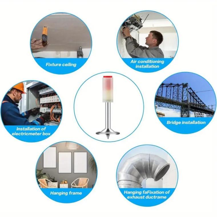 0 Mini Nails. 50pcs/100pcs/set 7.3mm Nail Round. Steel Nail Pneumatic Rivets, Ceiling Cable Installation and Maintenance Accessories, Self Drilling Anchors, Hardware, Metal