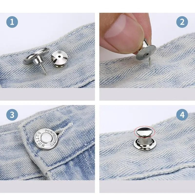 No-sew Instant Button for Jean, 6 Counts Round Detachable Metal Buttons, Clothes Accessories for Men & Women, Household Sewing Accessories for Jeans Trousers Clothes, Summer Essentials