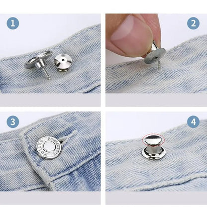 No-sew Instant Button for Jean, 6 Counts Round Detachable Metal Buttons, Clothes Accessories for Men & Women, Household Sewing Accessories for Jeans Trousers Clothes, Summer Essentials