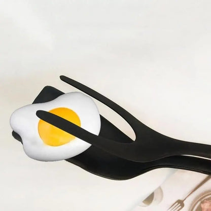 2 in 1 Spatula Tongs, 1 Count Multifunctional Cooking Spatula Tongs, Heat Resistant Cooking Tool for Egg, Pancake, Steak, Kitchen Gadgets