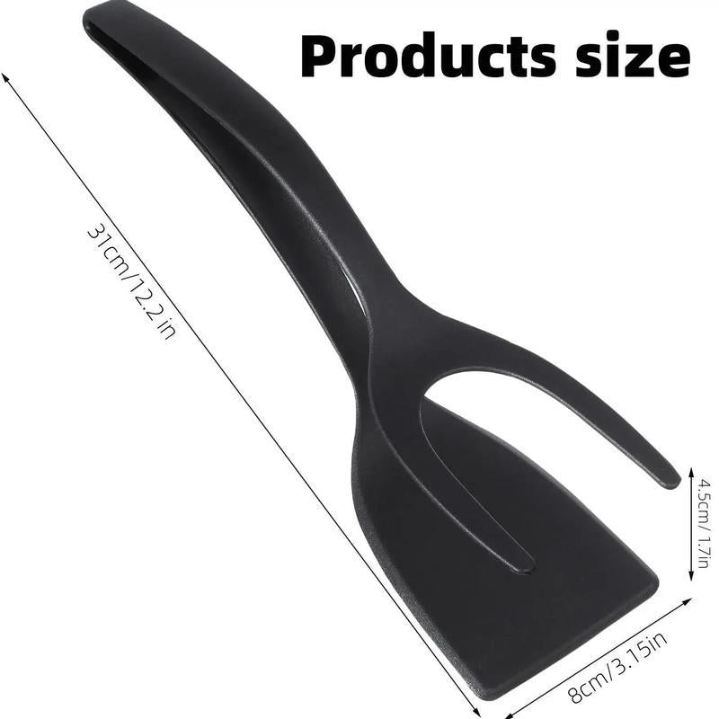 2 in 1 Spatula Tongs, 1 Count Multifunctional Cooking Spatula Tongs, Heat Resistant Cooking Tool for Egg, Pancake, Steak, Kitchen Gadgets