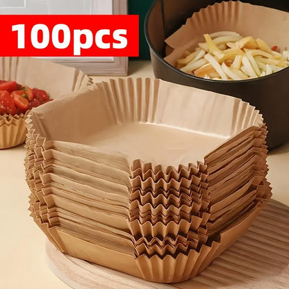 Disposable Air Fryer Paper Liner, 50pcs/set Round Non-stick Oil-proof Air Fryer Parchment Paper for Baking Roasting