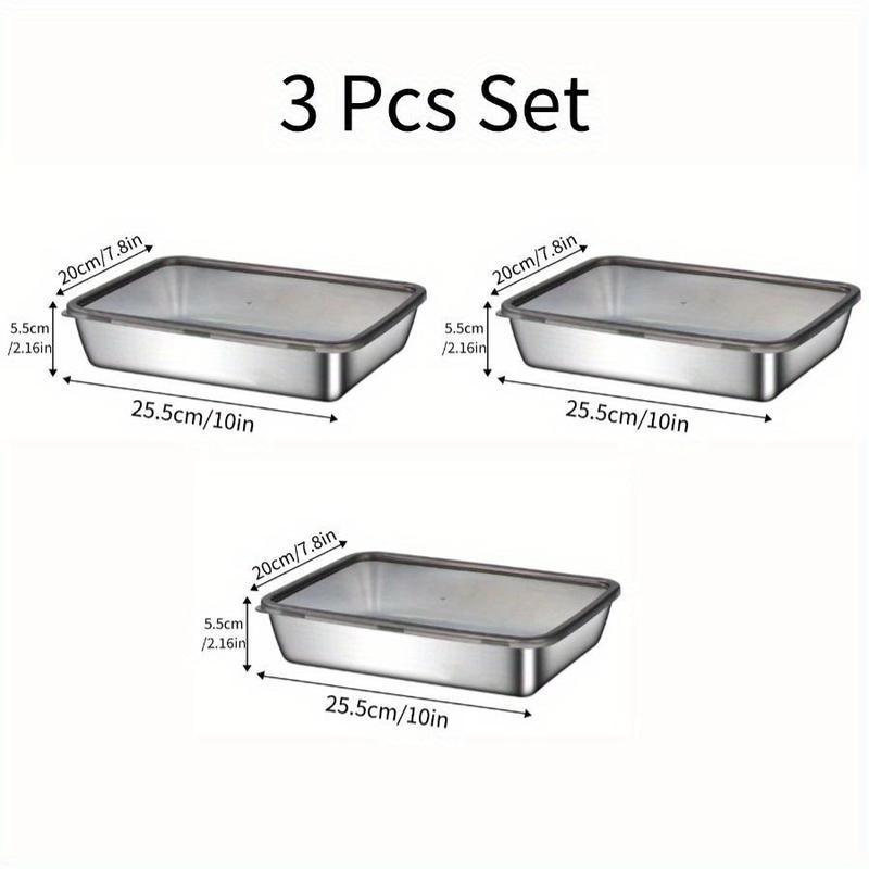 3-Piece Stainless Steel Food Storage Containers with Plastic Lids, Reusable Kitchen Food Containers