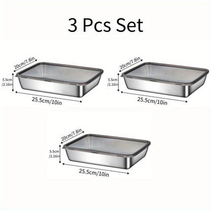 3-Piece Stainless Steel Food Storage Containers with Plastic Lids, Reusable Kitchen Food Containers