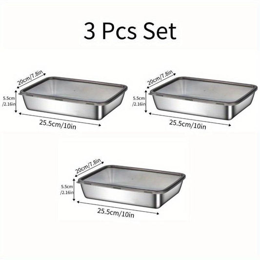 3-Piece Stainless Steel Food Storage Containers with Plastic Lids, Reusable Kitchen Food Containers