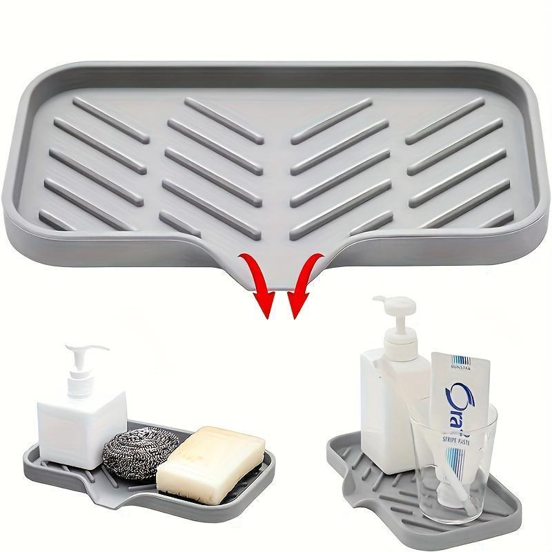 Non-slip Silicone Sink Drain Mat, 1 Count Kitchen Sink Soap Drying Mat, Self-draining Sponge Holder, Kitchen Accessories