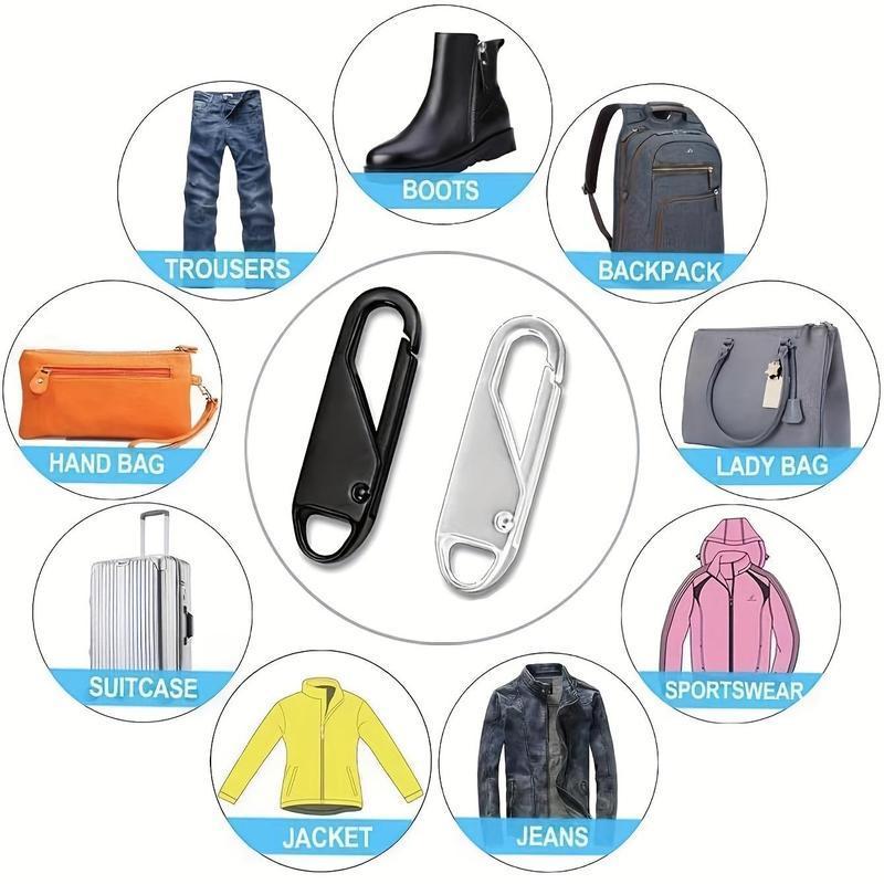 Zipper Slider for Summer Clothes, 4 Counts Metal Zipper Instant Repair Kit, Replacement Travel Bag Zipper Puller, DIY Sewing Craft, Sewing Accessories
