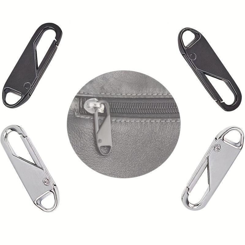 Zipper Slider for Summer Clothes, 4 Counts Metal Zipper Instant Repair Kit, Replacement Travel Bag Zipper Puller, DIY Sewing Craft, Sewing Accessories