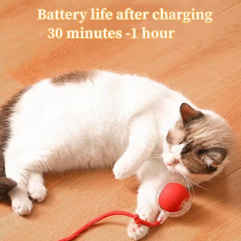 Durable Interactive Cat Toys for Indoor Cats, Dog Toys Ball, Rolling Pet Ball, Smart Automatic Cat Chase Balls Toy, Interactive Dog Toys Speedy Tail,Kitten & Cat Toys Interactive (Red)