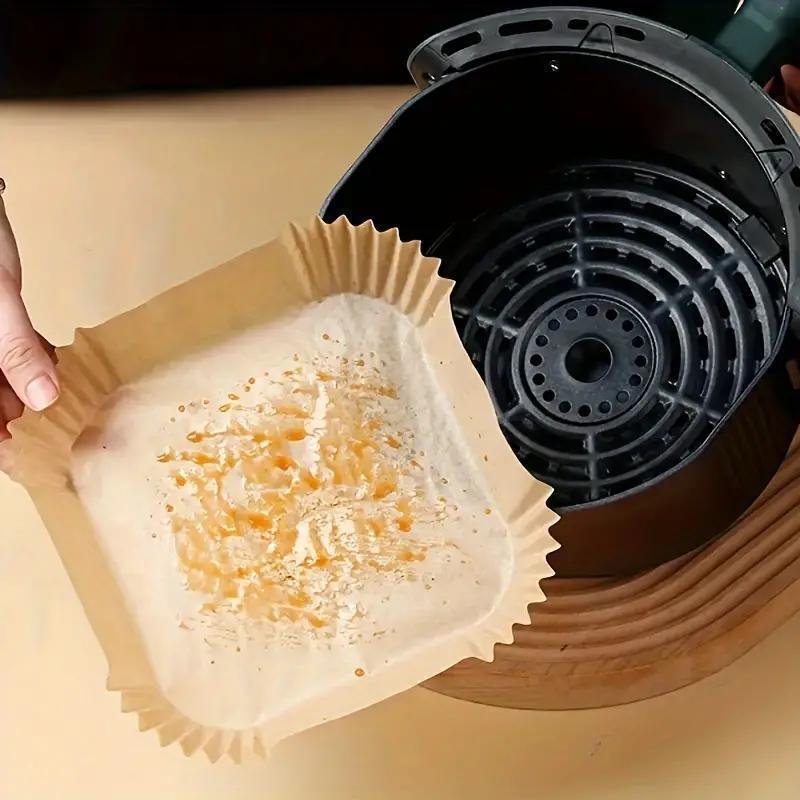 Disposable Air Fryer Paper Liner, 50pcs/set Round Non-stick Oil-proof Air Fryer Parchment Paper for Baking Roasting