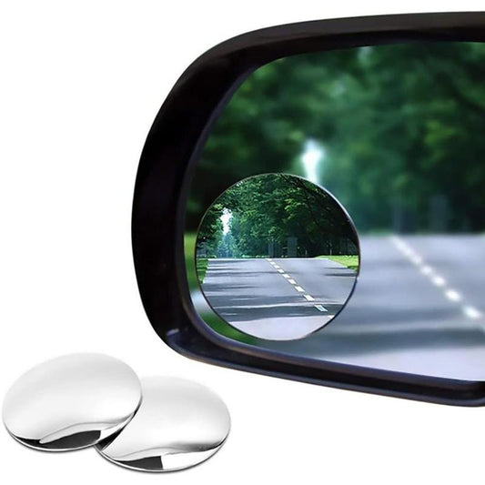 Frameless Wide Angle Mirror - Adjustable Round Hd Glass Convex Rear View 360 Rotate For Car Suv & Stick On Design 2 Pack