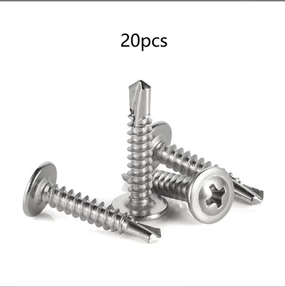 Self-Tapping Screw -410 Stainless Steel Phillips Truss Head Self-drilling Tek Screw, 20pcs/set Self Tapping Screws Sheet Metal Screws for Spring, Multifunctional Stainless Steel Phillips Self-Drilling Screw, Hardware, Industrial