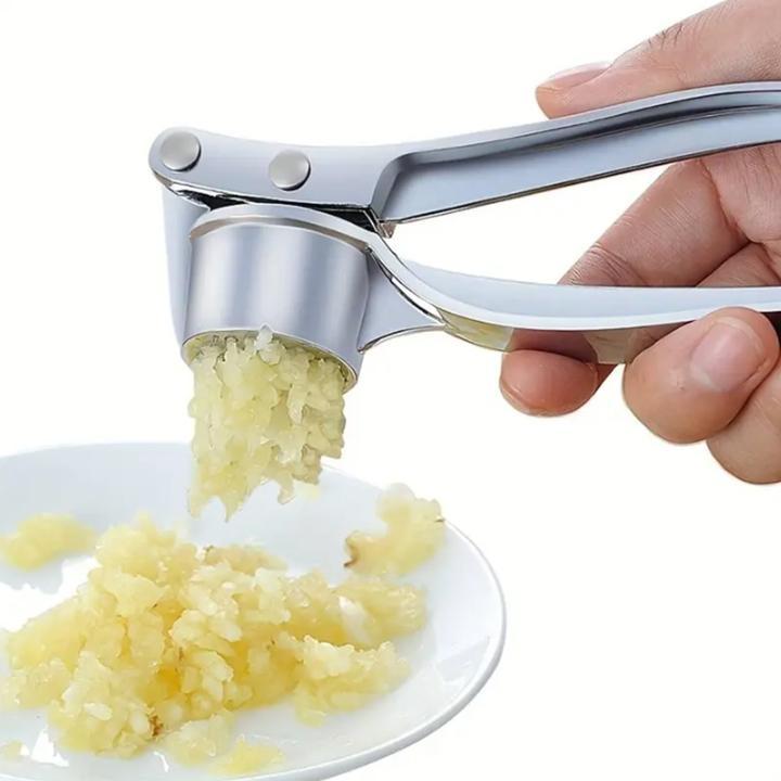 Stainless Steel Garlic Press, Manual Garlic Press with Handle, Kitchen Accessories, Durable Ginger Press for Kitchen, Household Essentials