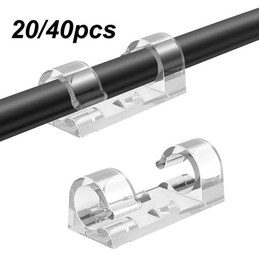 Self Adhesive Cable Tidy Wire Clips, 20pcs/40pcs Wall Cable Clips, Transparent Finisher Wire Clamp for Wall Desk Car Home Office Outdoor, Desktop Accessory, Desk Organizer Tidy