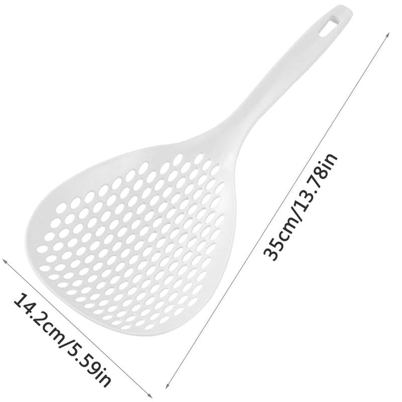 Long Handle Colander Spoon, 1 Count Solid Color Slotted Spoon With Hanging Hole, Kitchen Cooking Tool, Summer for Gift Utensils
