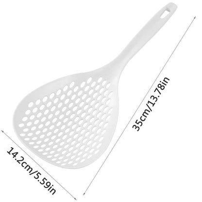 Long Handle Colander Spoon, 1 Count Solid Color Slotted Spoon With Hanging Hole, Kitchen Cooking Tool, Summer for Gift Utensils